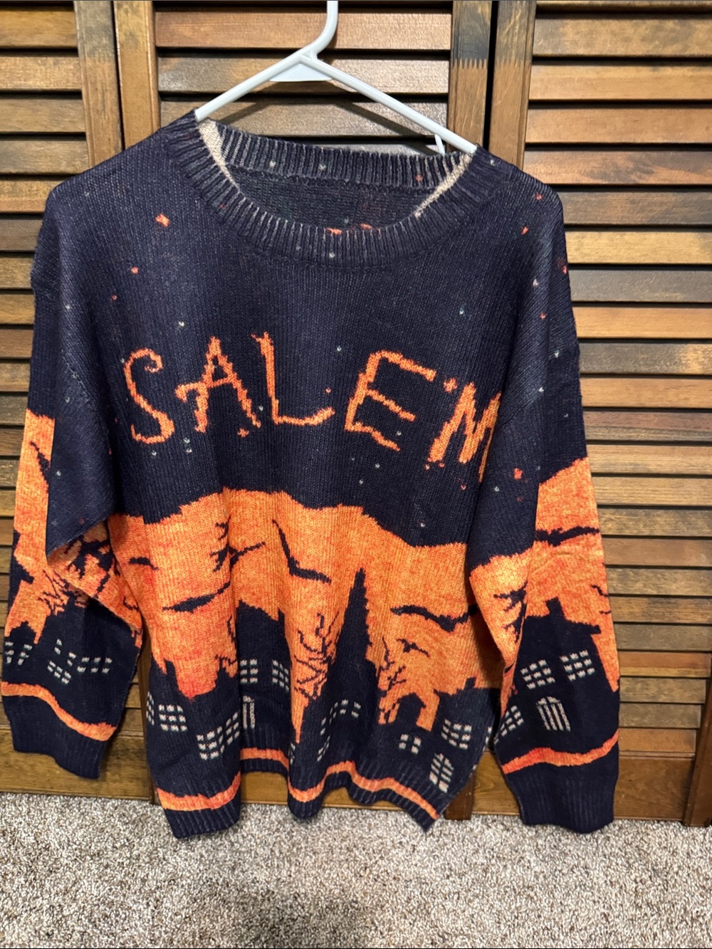 Salem Crewneck Sweater in Black and Orange Halloween